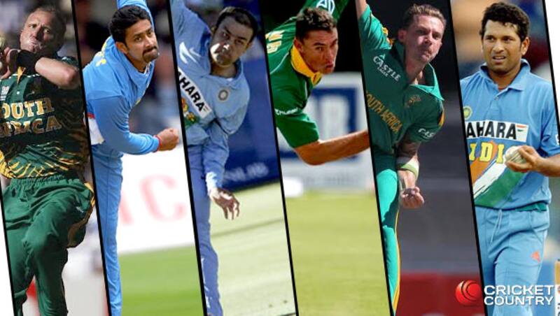 From left to right: Allan Donald, Anil Kumble, Virender Sehwag, Andre Nel, Dale Steyn and Sachin Tendulkar &Acirc;&copy; Getty Images