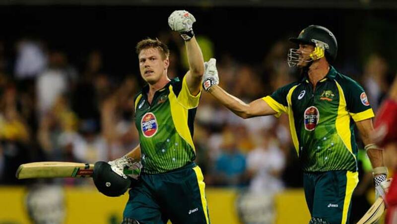 James Faulkner (left) hit a scintillating knock to take the Aussies across the finishing line &Acirc;&copy; Getty Images