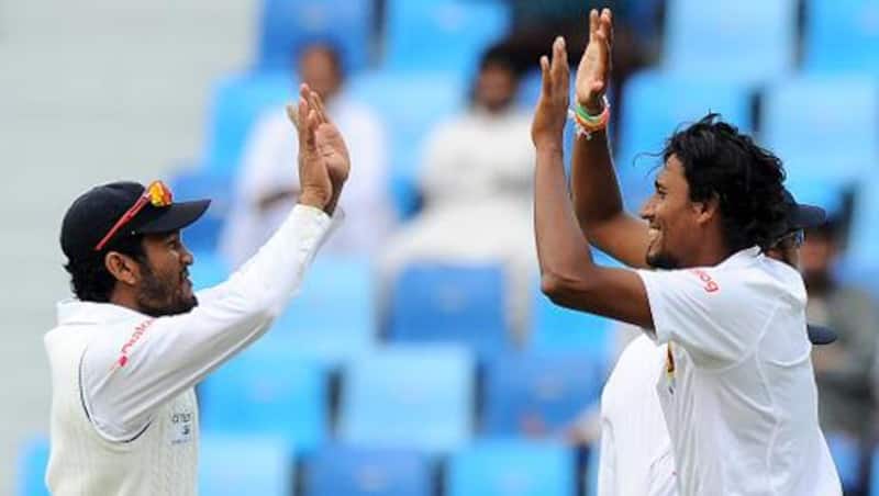 Suranga Lakmal (right) took three wickets for Sri Lanka against Bangaldesh at Mirpur &copy; AFP