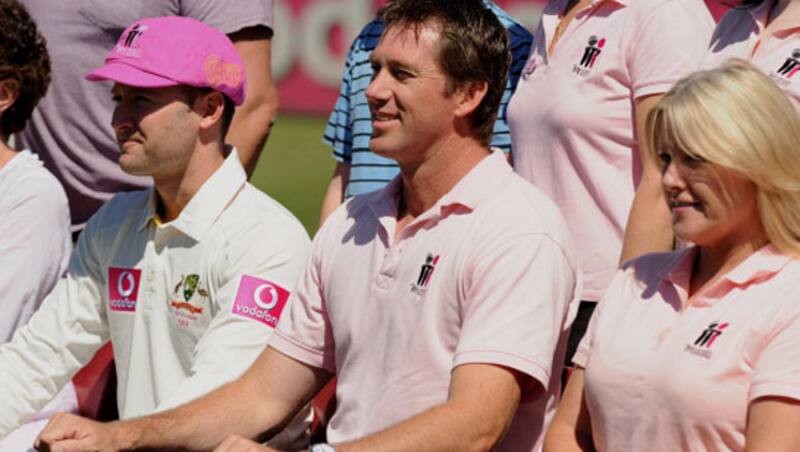 Australian team will Baggy Pink caps in support McGrath (above)