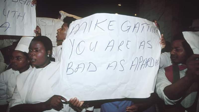 South African fans held various protests against the Mike Gatting-led England XI &Acirc;&copy; Getty Images