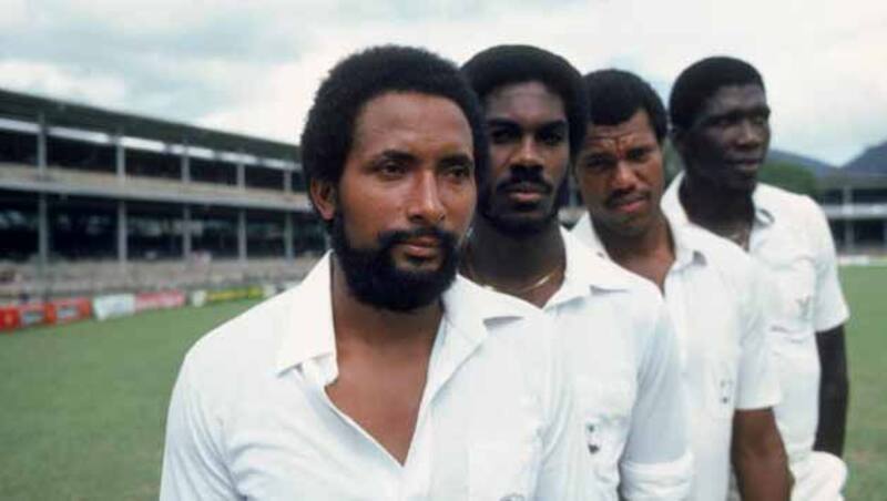Dear Andy Roberts (front), Colin Croft (third), Joel Garner (fourth): what went wrong that day? &copy; Getty Images