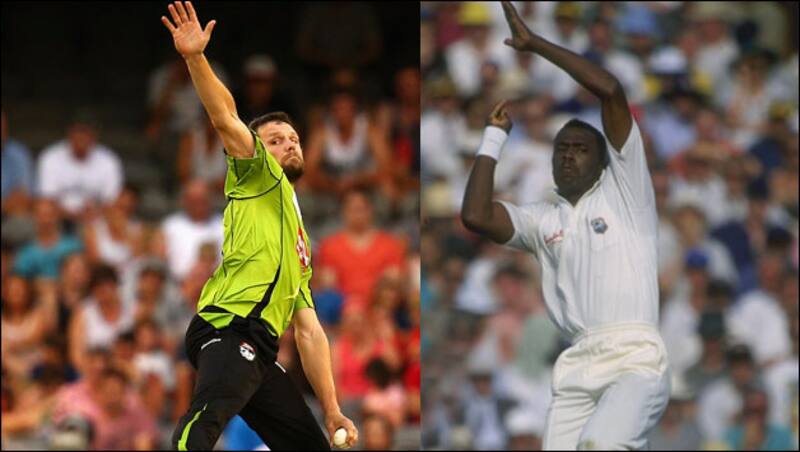 Dirk Nannes (left) and Ian Bishop (right) have a few tricks up their sleeve to outfox batsmen &Acirc;&copy; Getty Images