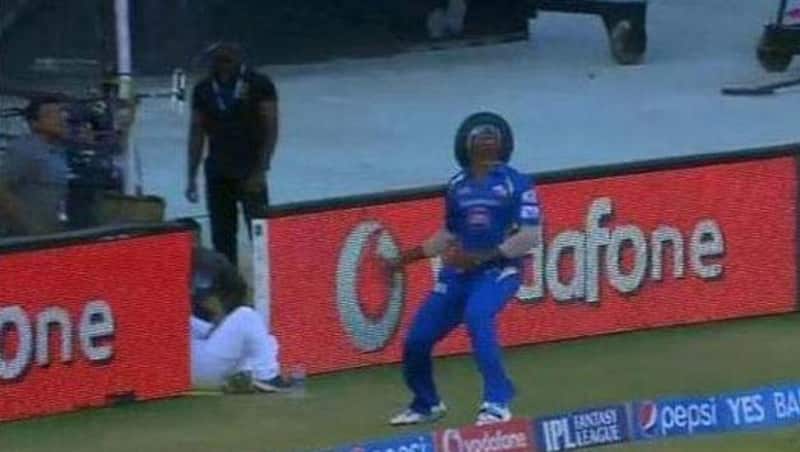 Pollard readies himself to take another go at the catch.