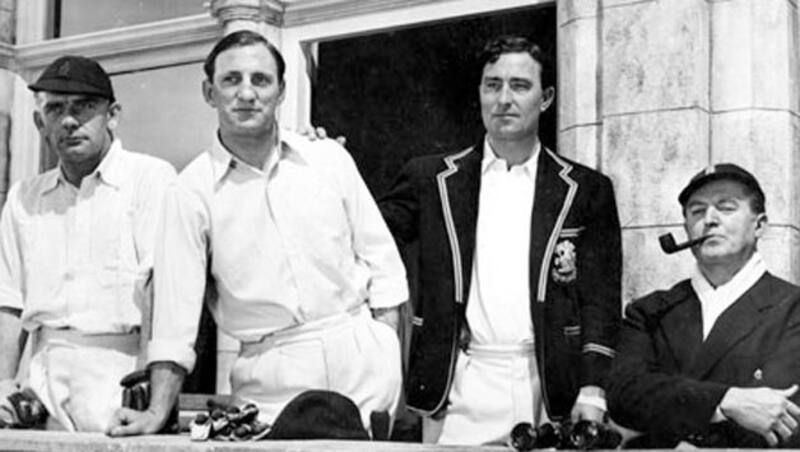 From left: Cyril Washbrook, Len Hutton, Denis Compton and Jack Warner from a still in &lsquo;The Final Test&rsquo;. Photo courtesy: The Guardian