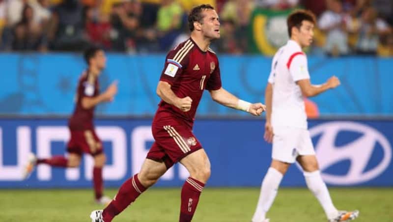 Alexander Kerzhakov rescued Russia to equalise from the bench in the Group H match &Acirc;&copy; Getty Images