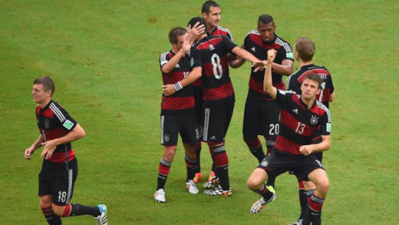 Thomas Mueller (bottom right) scored the winning goal for Germany © Getty Images