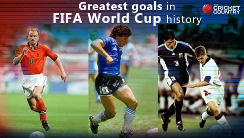 From left: Dennis Bergkamp, Diego Maradona and Michael Owen have scored some of the most memorable goals in FIFA World Cup history &Acirc;&copy; Getty Images