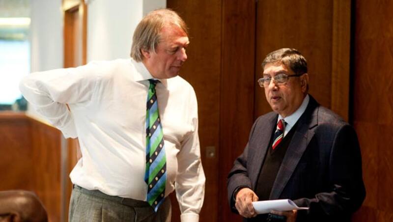 N Srinivasan (let) and Giles Clarke &copy; Getty Images