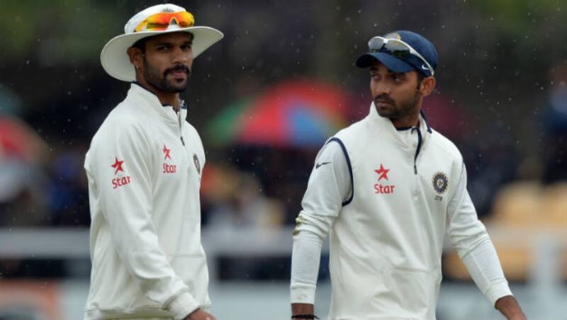 Shikhar Dhawan (left) and Ajinkya Rahane during the tour game on Saturday © AFP