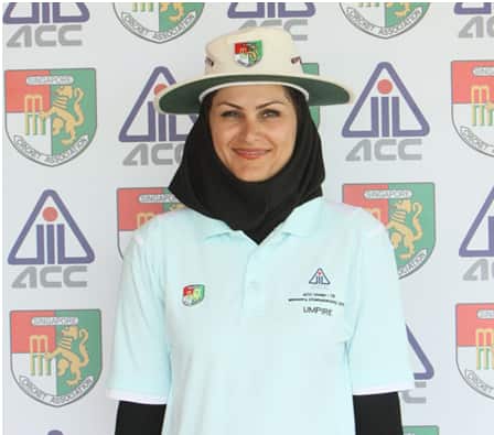 Narges Lafooti – the Iranian umpire (photo courtesy asiancricket.org)