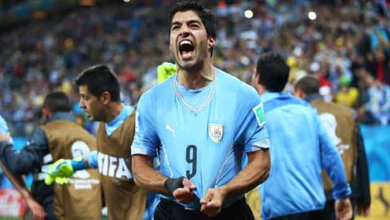 Luis Suarez celebrates Uruguay's win over England &copy; Getty Images
