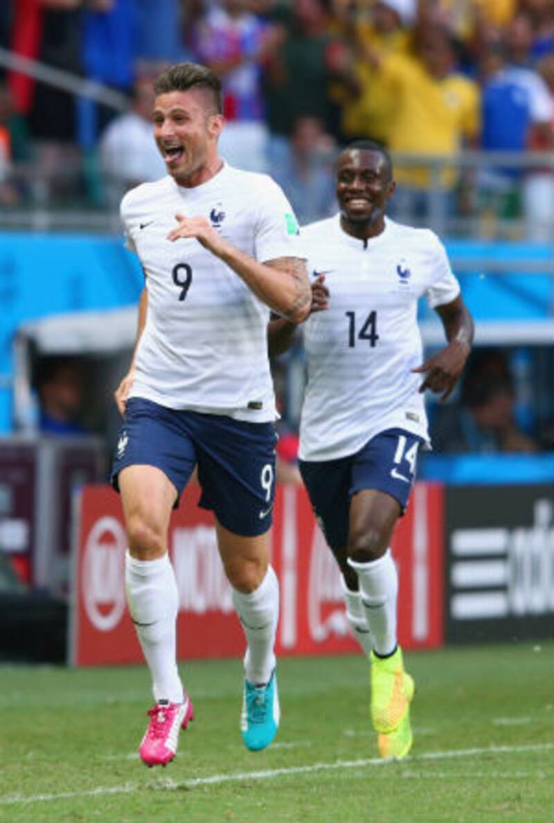 Olivier Giroud (left) scored France's first goal against Switzerland © Getty Images