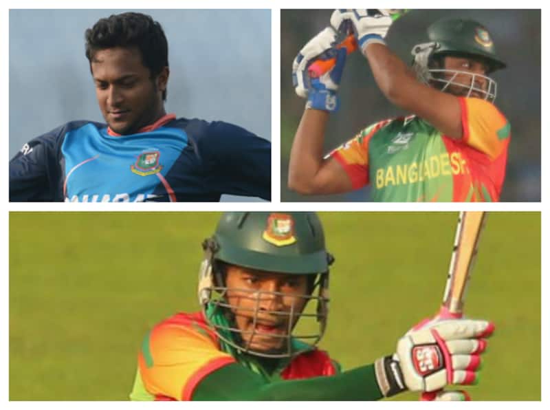 clockwise: Shakib al Hasan, Tamim Iqbal and skipper Mushfiqur Rahim form the backbone of Bangladesh &Acirc;&copy; AFP/ Getty Images