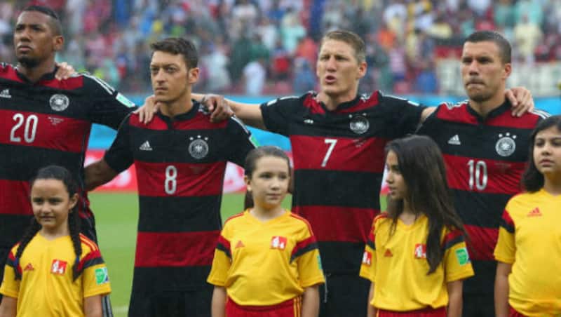 Lukas Podolski (first from right) said Germany have a strong team &copy; Getty Images