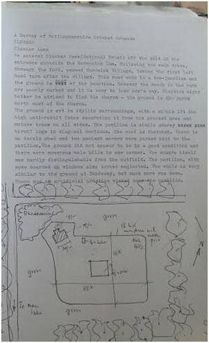 Sketch of an obscure Nottinghamshire ground by Peter Wynne-Thomas
