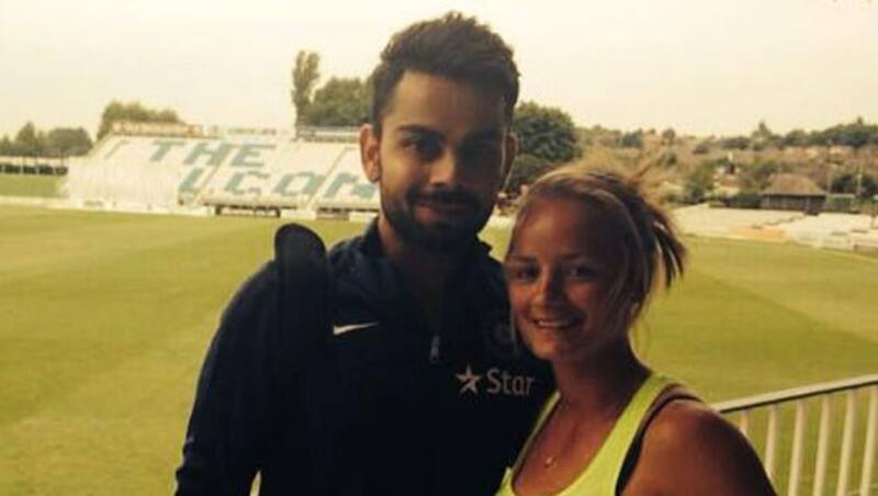 Virat Kohli (left) with Danielle Wyatt. Photo Courtesy: Max Wyatt's twitter handle @max_wyatt
