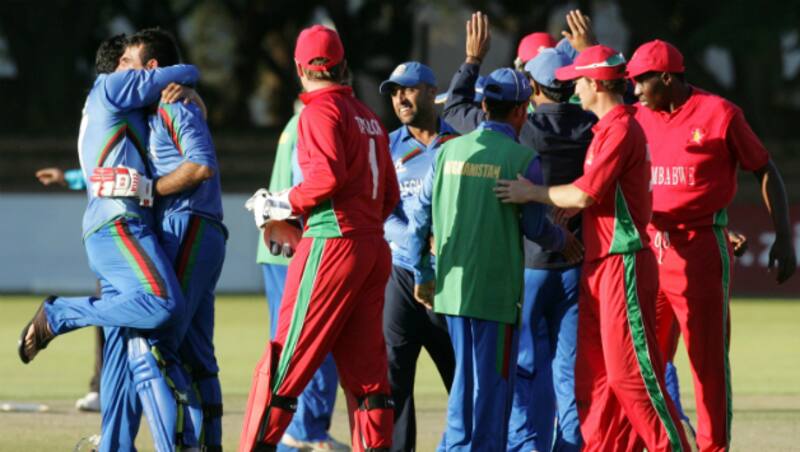 Afghanistan players celebrate after their victory over hosts ZImbabwe &copy; Getty Images (File Picture)