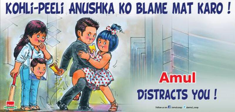Virat Kohli has scored three ducks on this tour so far and his poor form has been linked to his girlfriend Anushka Sharma's presence in England  Photo Courtesy: Official Twitter account of Amul