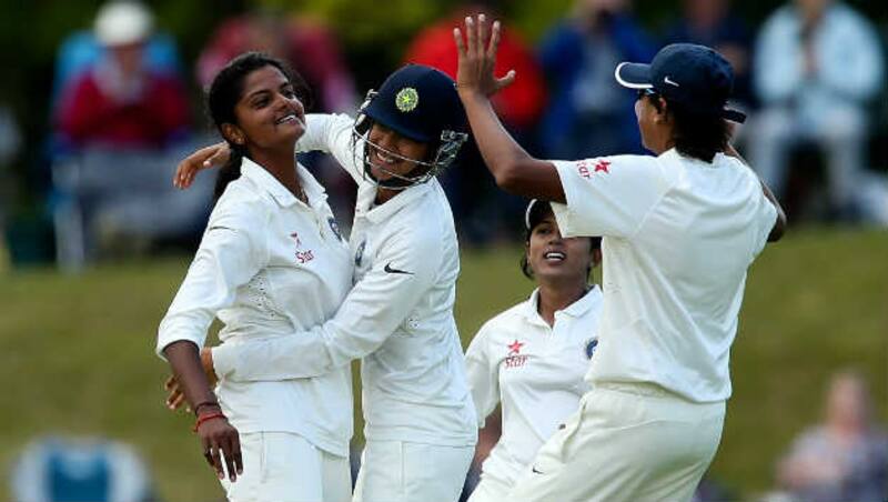 Nagarajan Niranjana (left) had a terrific day with both bat and ball for India © Getty Images