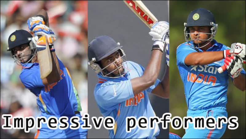 Manoj Tiwary (left), Sanju Samson (centre) and Kedar Jadhav performed well in Australia &copy; Getty Images and Official Website of ICC