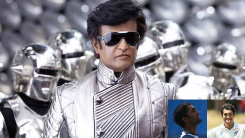 Rajinikanth (with Dinesh Karthik and Ross Taylor at bottom right). Photo Courtesy: India.com