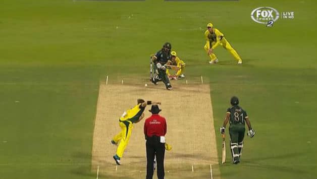 Fawad Alam is getting ready to play the sweep and Steven Smith has commenced his dash.