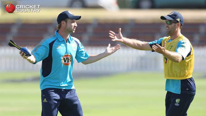 Phil Hughes (left) with Simon Katich &Acirc;&copy; Getty Images