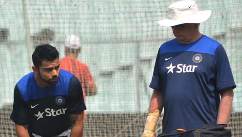 India captain Virat Kohli (left) and coach Duncan Fletcher during a training session &Acirc;&copy; IANS