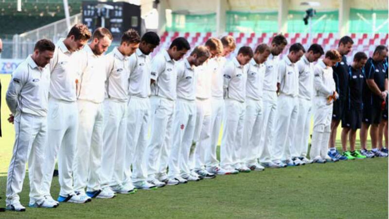 Both Pakistan and New Zealand team came together to mourn the loss of a young talent &Acirc;&copy; Getty Images