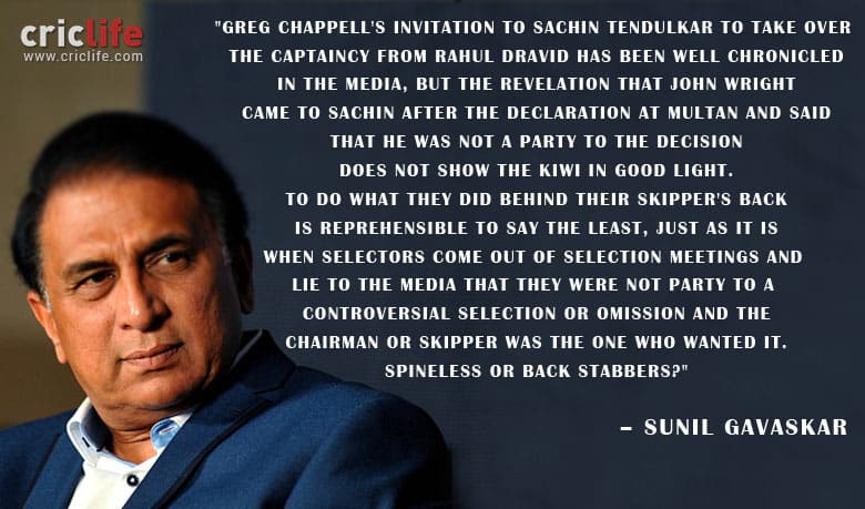 Gavaskar slams former Indian coaches Chappell, Wright
