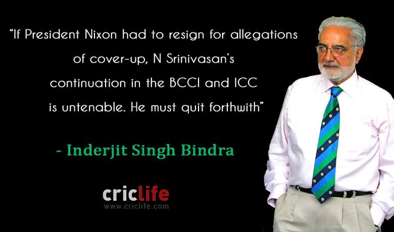 President Nixon had to quit for cover-up, so must Srinivasan: IS Bindra