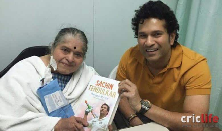 Sachin Tendulkar’s mother receives the first copy of his autobiography