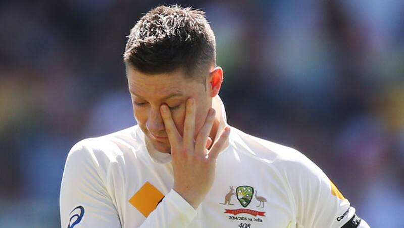 An emotional Michael Clarke at the start of the play on Day One at Adelaide &copy; Getty Images