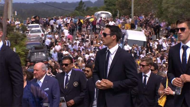 From left: Ravi Shastri, Murali Vijay, Mitchell Johnson and Pat Cummins.