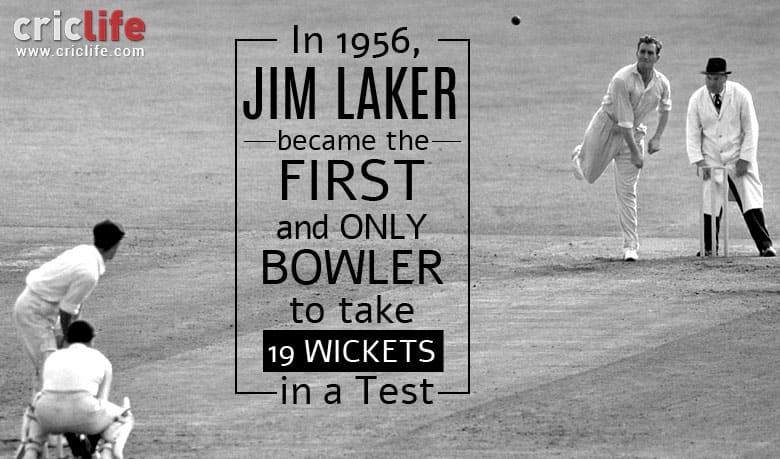 Jim Laker records the best bowling figures in Test history