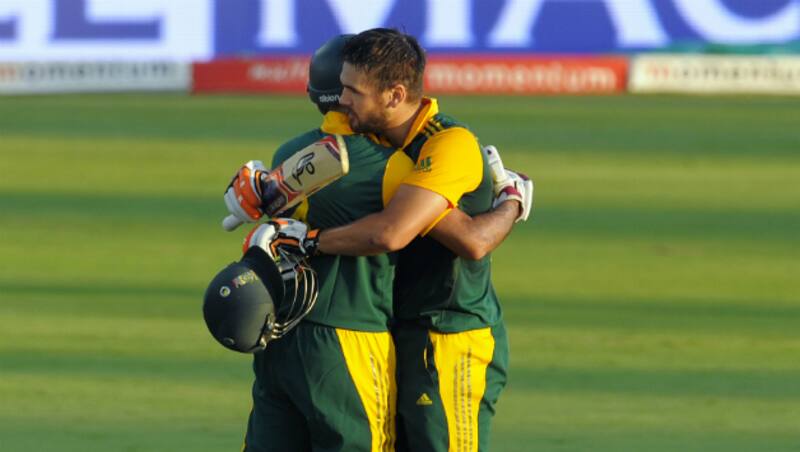 Rilee Rossouw (right) contributed 132 runs while Hashim Amla contributed 86 in the 2nd highest 3rd wicket partnership &Acirc;&copy; AFP