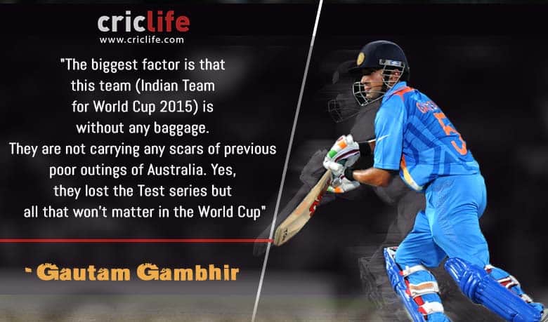 Gautam Gambhir backs Team India to excel in World Cup
