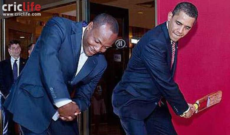 When President Barack Obama got cricket lessons from Brian Lara