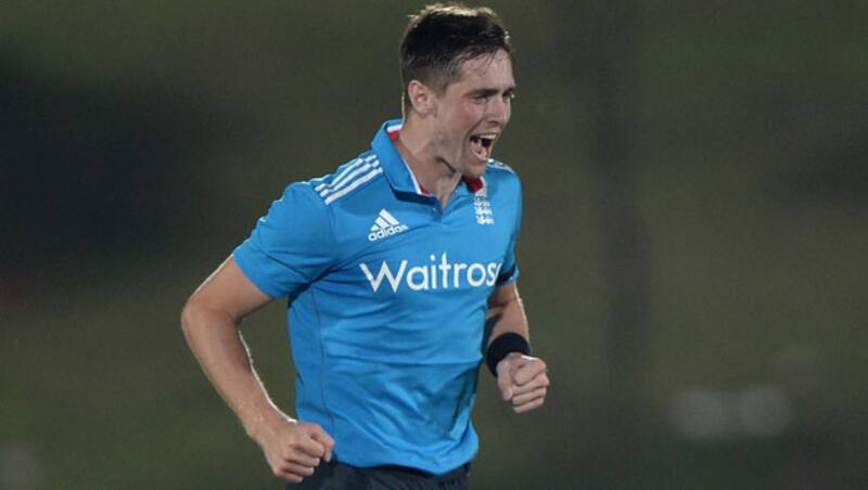 Chris Woakes struck with his very first delivery in the match to remove Freddie Coleman &Acirc;&copy; Getty Images