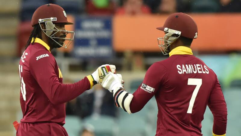 Chris Gayle (Left), Marlon Samuels (Right) tormented the Zimbabwe bowlers all through the day &copy; Getty Images