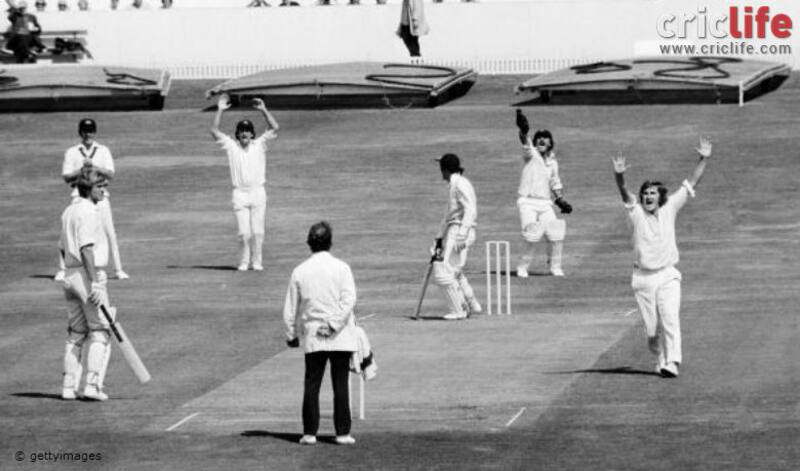 Gary Gilmour gets the wicket of Allan Knott