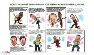 ICC Cricket World Cup 2015: Ireland vs West Indies, Pool B match at Nelson in caricatures