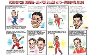 ICC Cricket World Cup 2015: Zimbabwe vs United Arab Emirates, Pool B match in Nelson in caricatures