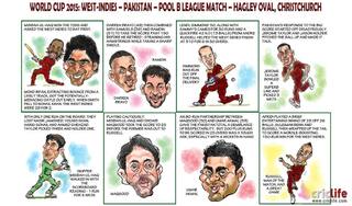 ICC Cricket World Cup 2015: Pakistan vs West Indies, Pool B match in Christchurch in caricatures