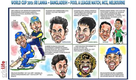 ICC Cricket World Cup 2015, Sri Lanka vs Bangladesh, Pool A match in Melbourne in caricatures