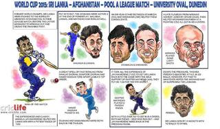 ICC World Cup Cricket 2015: Sri Lanka vs Afghanistan, Pool A match at Dunedin in caricatures