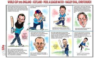 ICC Cricket World Cup 2015: England vs Scotland, Pool A match at Christchurch in caricatures