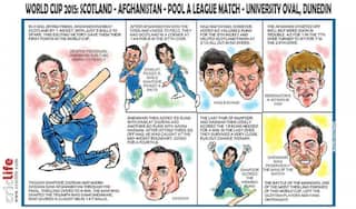 ICC Cricket World Cup 2015, Afghanistan vs Scotland, Pool A match at Dunedin in caricatures