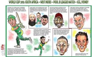 ICC Cricket World Cup 2015: South Africa vs West Indies, Pool B match in Sydney in caricatures